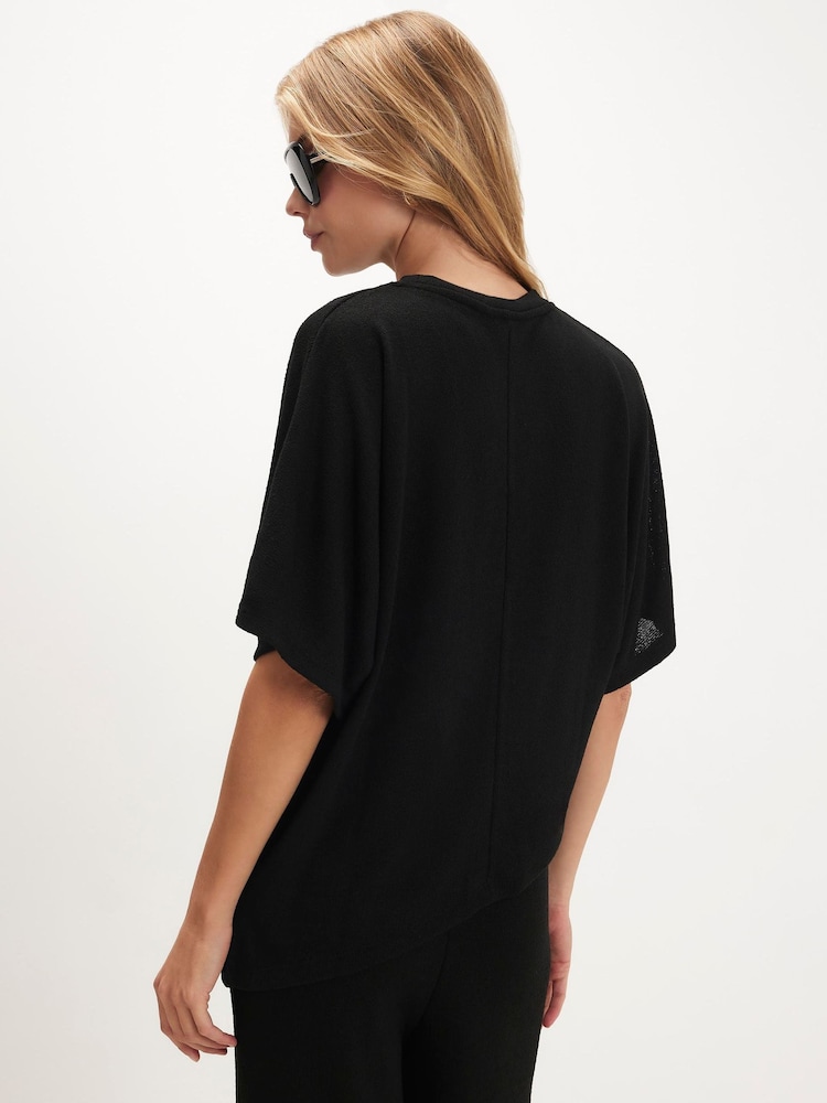 River Island Black Cut And Sew Asymmetric T-Shirt - Image 2 of 4