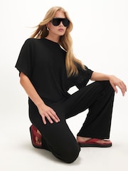 River Island Black Cut And Sew Asymmetric T-Shirt - Image 4 of 4