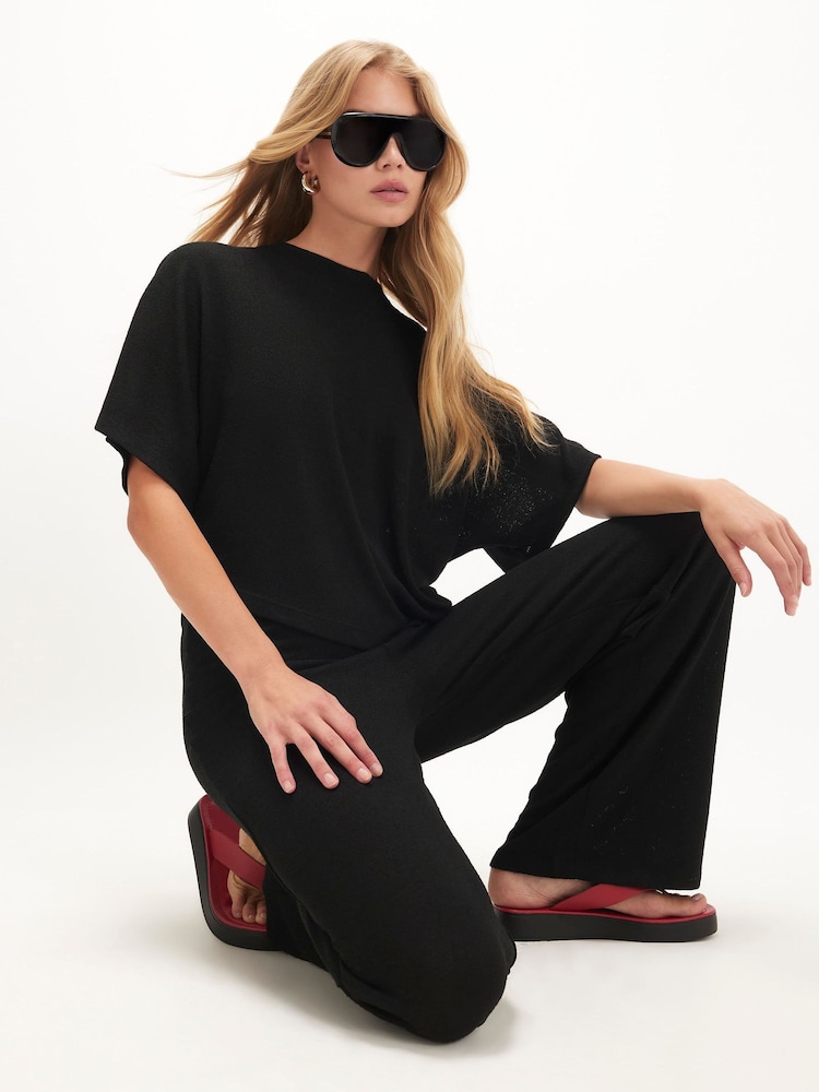 River Island Black Cut And Sew Asymmetric T-Shirt - Image 4 of 4