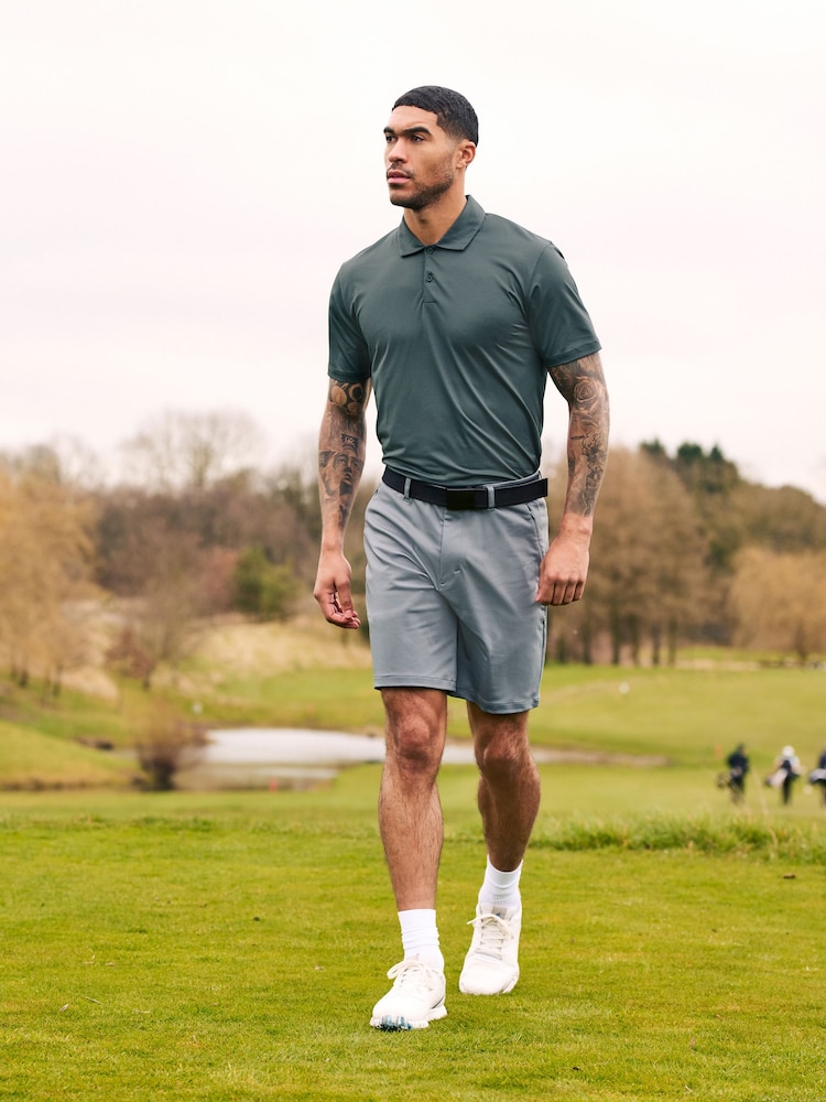 Slate Grey Active Textured Golf Polo Shirt - Image 2 of 9