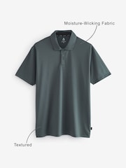 Slate Grey Active Textured Golf Polo Shirt - Image 4 of 9