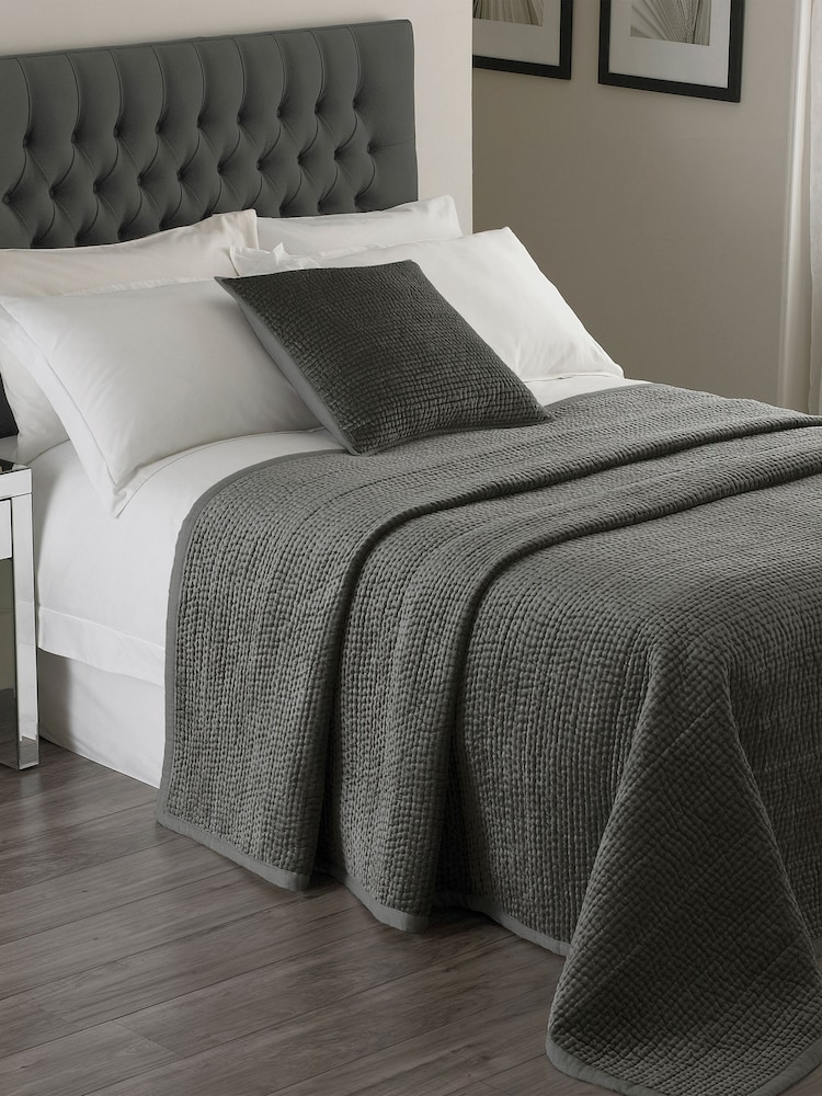 Riva Home Grey Brooklands Quilted 100% Cotton Bedspread - Image 1 of 4
