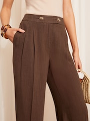 Friends Like These Brown Wide Leg Trousers With Linen - Image 3 of 4