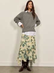 BHOEM Cream Floral Ruffle Midi Skirt - Image 3 of 5