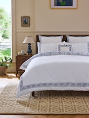 Nina Campbell Blue Indienne Embroidered 300 Thread Count Duvet Cover and Pillowcase Set - Image 1 of 6