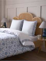 Nina Campbell Blue Indienne Embroidered 300 Thread Count Square Pillowcase Set of 2 - Image 1 of 5