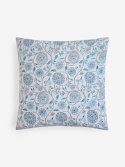 Nina Campbell Blue Indienne Embroidered 300 Thread Count Square Pillowcase Set of 2 - Image 4 of 5