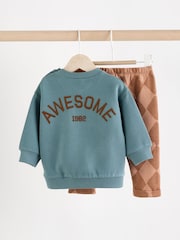 Teal Blue Face Baby Sweatshirt and Joggers Set - Image 9 of 17