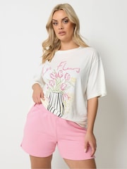 Yours Curve Pink Pocket Detail Jogger Shorts - Image 1 of 5