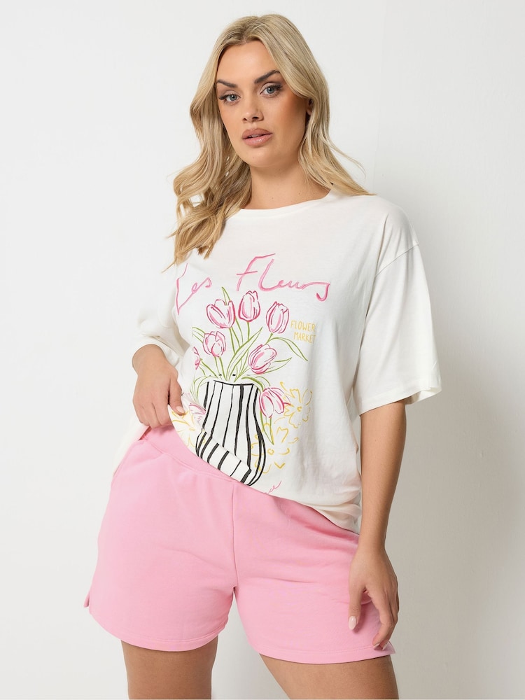 Yours Curve Pink Pocket Detail Jogger Shorts - Image 1 of 5