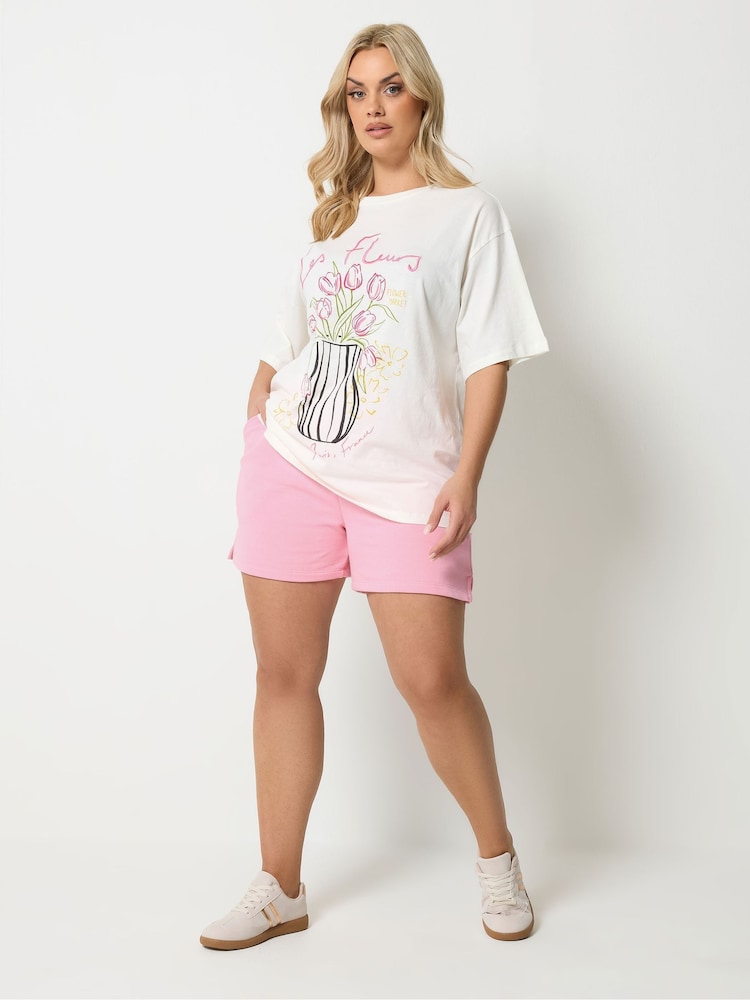 Yours Curve Pink Pocket Detail Jogger Shorts - Image 2 of 5