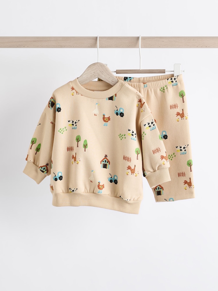 Neutral Farm Baby Sweatshirt and Joggers 2 Piece Set - Image 1 of 11