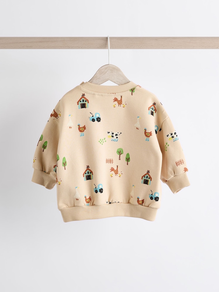 Neutral Farm Baby Sweatshirt and Joggers 2 Piece Set - Image 2 of 11