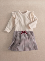 Mamas & Papas Red Red Velour Frill Bodysuit & Houndstooth Skirt Set - Image 1 of 4