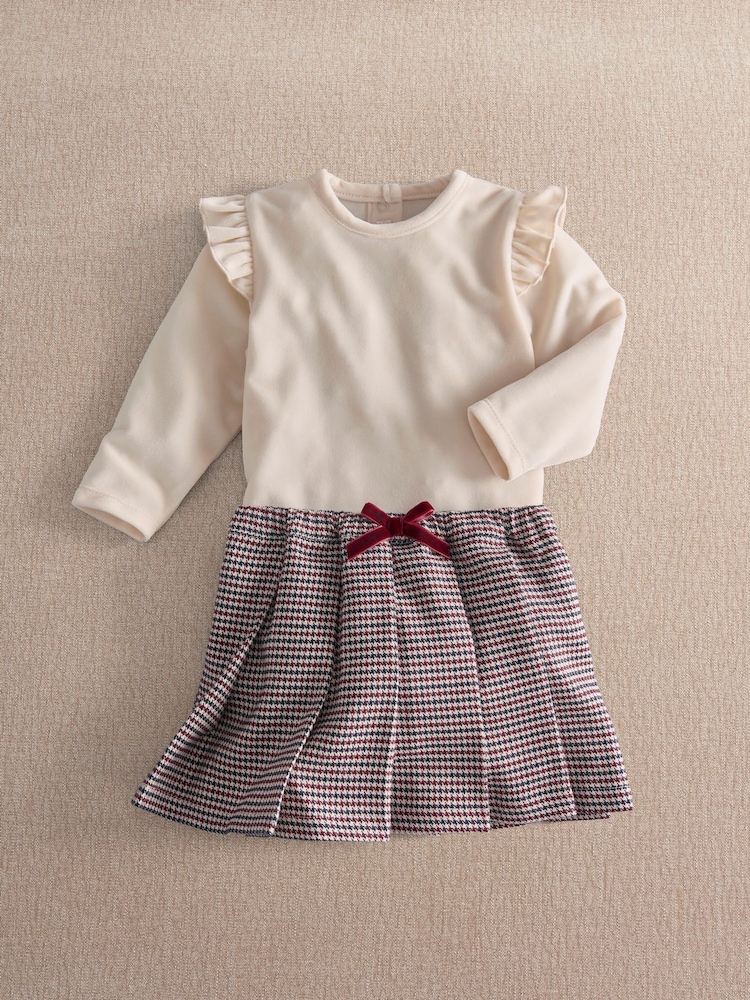 Mamas & Papas Red Red Velour Frill Bodysuit & Houndstooth Skirt Set - Image 1 of 4 Mamas & Papas Red Red Velour Frill Bodysuit & Houndstooth Skirt Set - Image 1 of 4