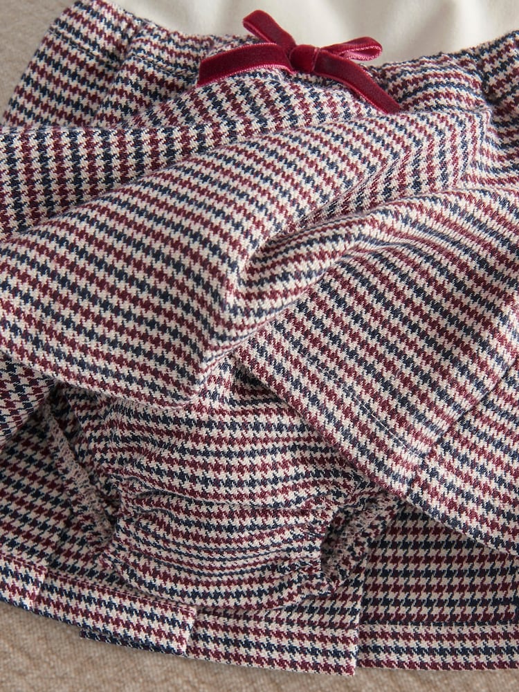 Mamas & Papas Red Red Velour Frill Bodysuit & Houndstooth Skirt Set - Image 2 of 4 Mamas & Papas Red Red Velour Frill Bodysuit & Houndstooth Skirt Set - Image 2 of 4
