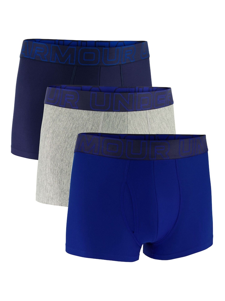 Under Armour Blue Performance Tech 3" Solid Boxers 3 Pack - Image 1 of 3