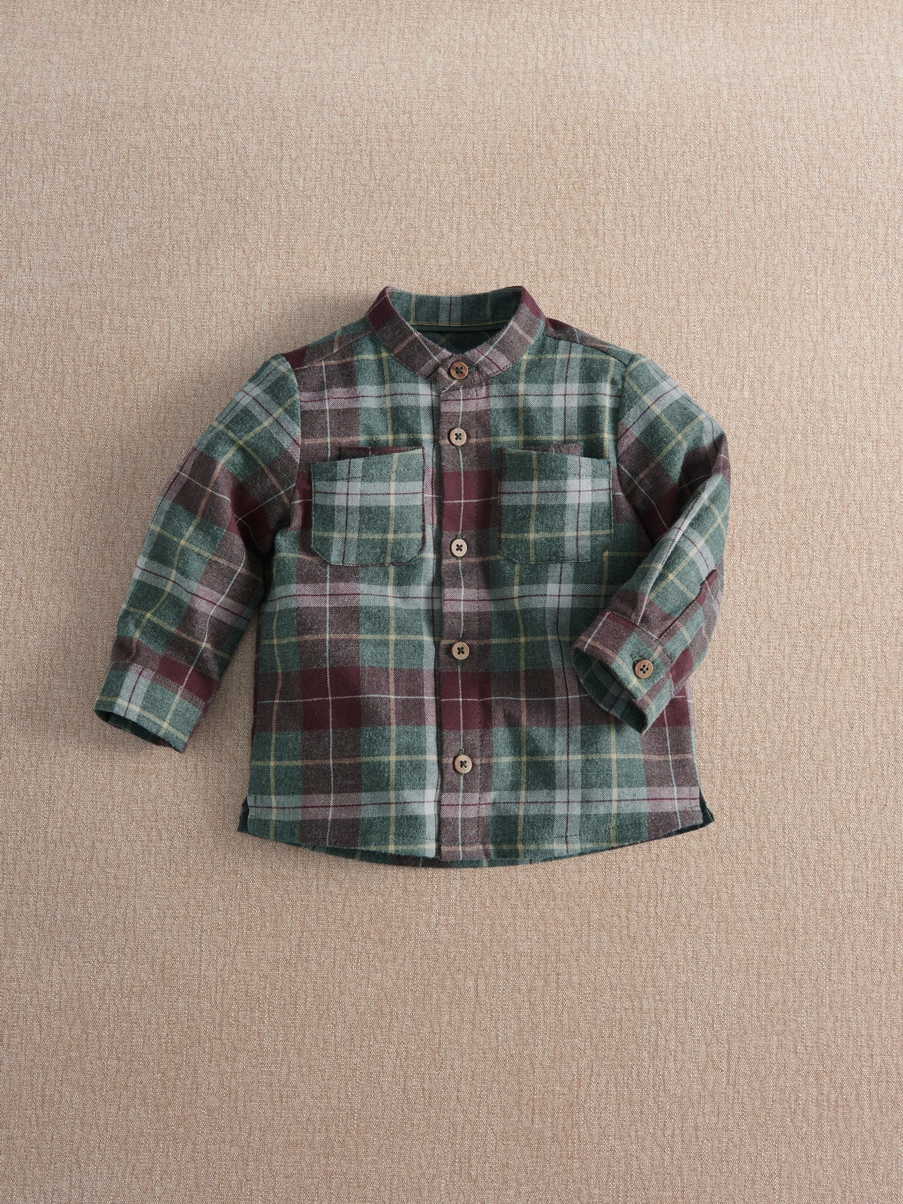Mamas & Papas Green Woven Check Shirt view 1