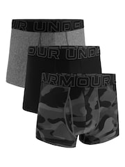 Under Armour Black Performance Tech 3 Print Boxers 3 Pack - Image 1 of 3