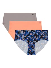Under Armour Blue Pure Stretch No Show Print Hipsters 3 Pack - Image 1 of 5