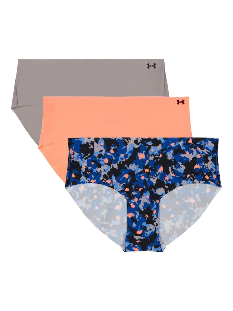 Under Armour Blue Pure Stretch No Show Print Hipsters 3 Pack - Image 1 of 5