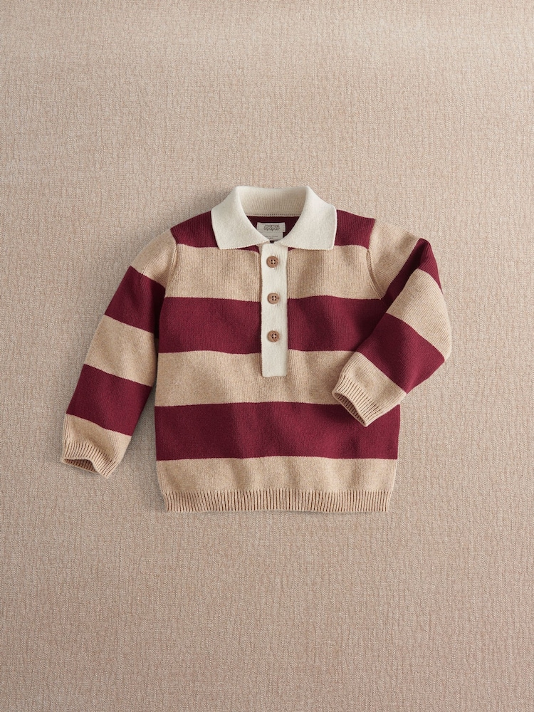 Mamas & Papas Smart Stripe Knitted Rugby Top - Bilde 1 av 3