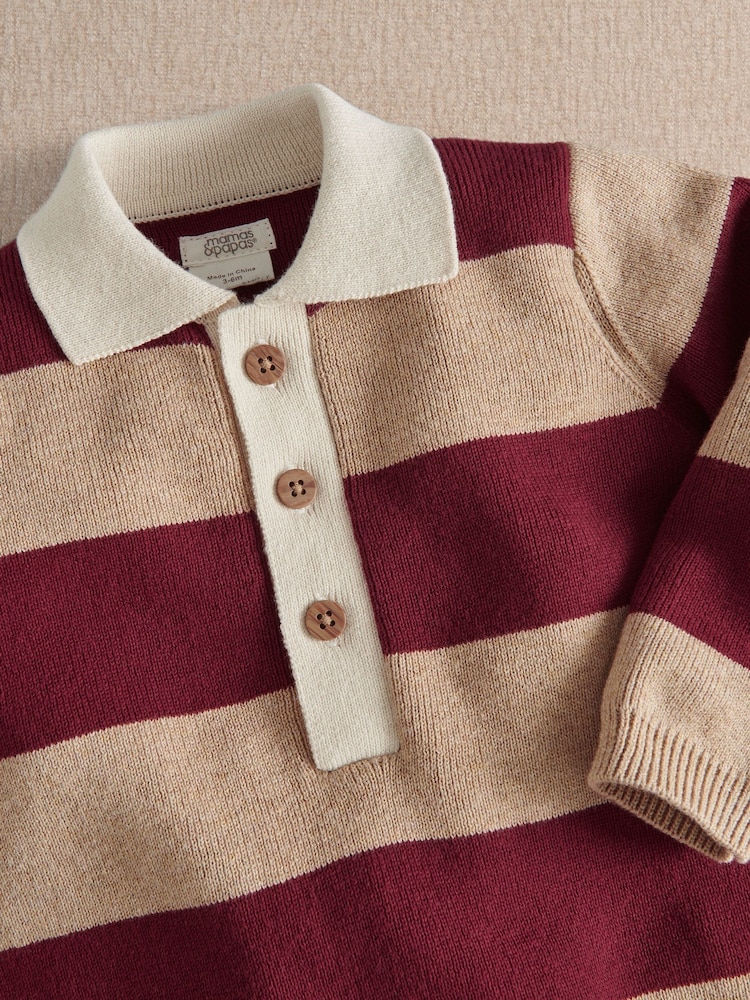Mamas & Papas Smart Stripe Knitted Rugby Top - Bilde 2 av 3