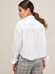 White Long Sleeve Cotton Cropped Shirt - Image 1 of 1