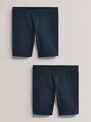 Bleu marine - Lot de 2 shorts de vélo extensibles en coton riche (3-16ans) - Image 1 de 5