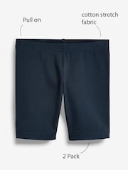 Bleu marine - Lot de 2 shorts de vélo extensibles en coton riche (3-16ans) - Image 3 de 5