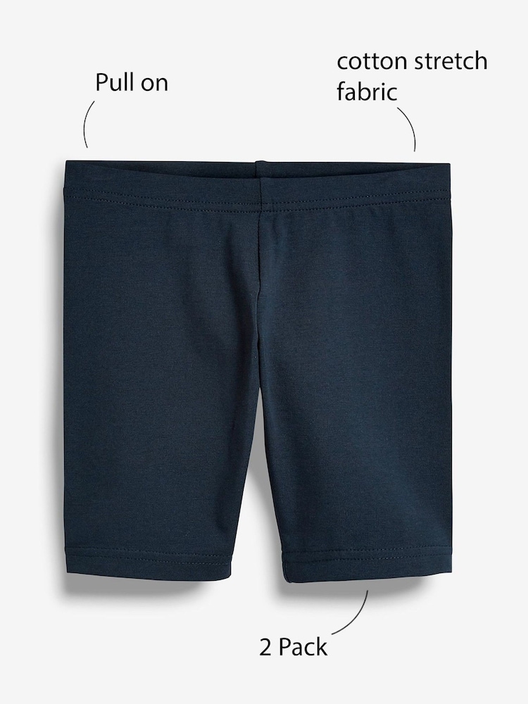 Bleu marine - Lot de 2 shorts de vélo extensibles en coton riche (3-16ans) - Image 3 of 5