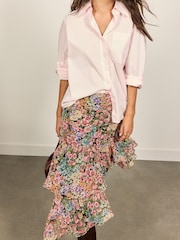 Asymmetric Floral Ruffle Midi Skirt - Kuva 5 / 5