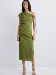 Mango Green One Shoulder Maxi Dress - Image 1 of 5