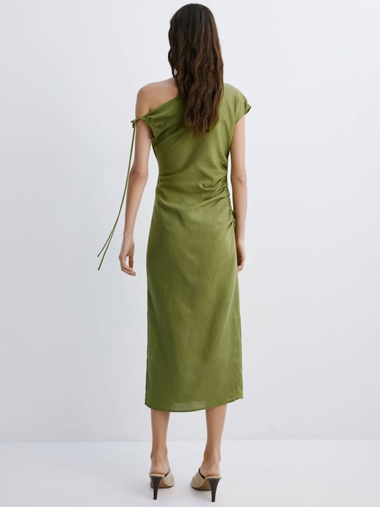Mango Green One Shoulder Maxi Dress - Image 2 of 5