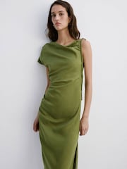 Mango Green One Shoulder Maxi Dress - Image 3 of 5