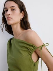 Mango Green One Shoulder Maxi Dress - Image 4 of 5