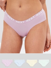 Pastel Colours Short Cotton Rich Logo Knickers 4 Pack - Image 1 of 10