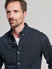 Superdry Ink Blue Cotton Studios Linen Button Down Shirt - Image 3 of 7