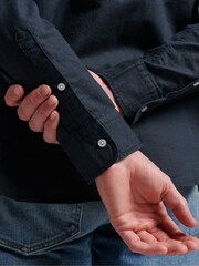 Superdry Ink Blue Cotton Studios Linen Button Down Shirt - Image 4 of 7