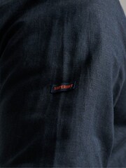 Superdry Ink Blue Cotton Studios Linen Button Down Shirt - Image 7 of 7