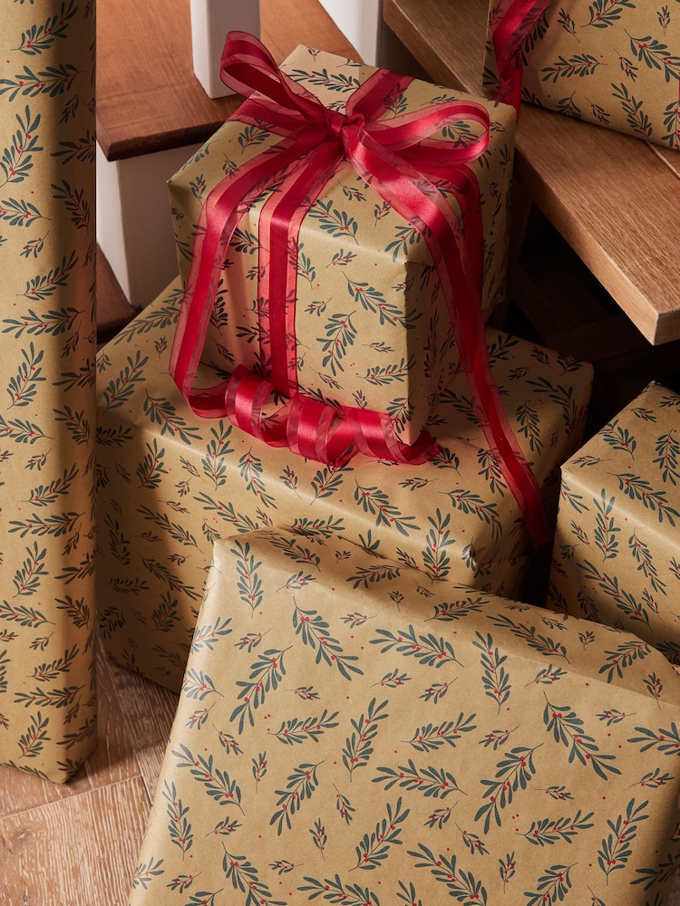 Craft Floral Standard Width, 15m Christmas Wrapping Paper - Image 1 of 4