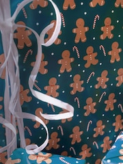 Green Gingerbread Standard Width, 15m Christmas Wrapping Paper - Image 2 of 4