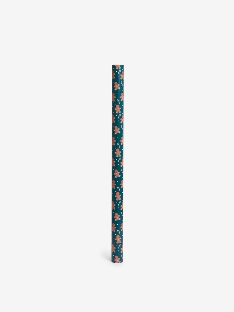Green Gingerbread Standard Width, 15m Christmas Wrapping Paper - Image 4 of 4