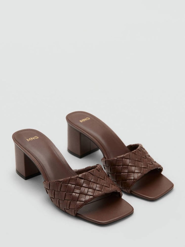 Mango Brown Braided Detail Block Heels - Image 2 of 5 Mango Brown Braided Detail Block Heels - Image 2 of 5
