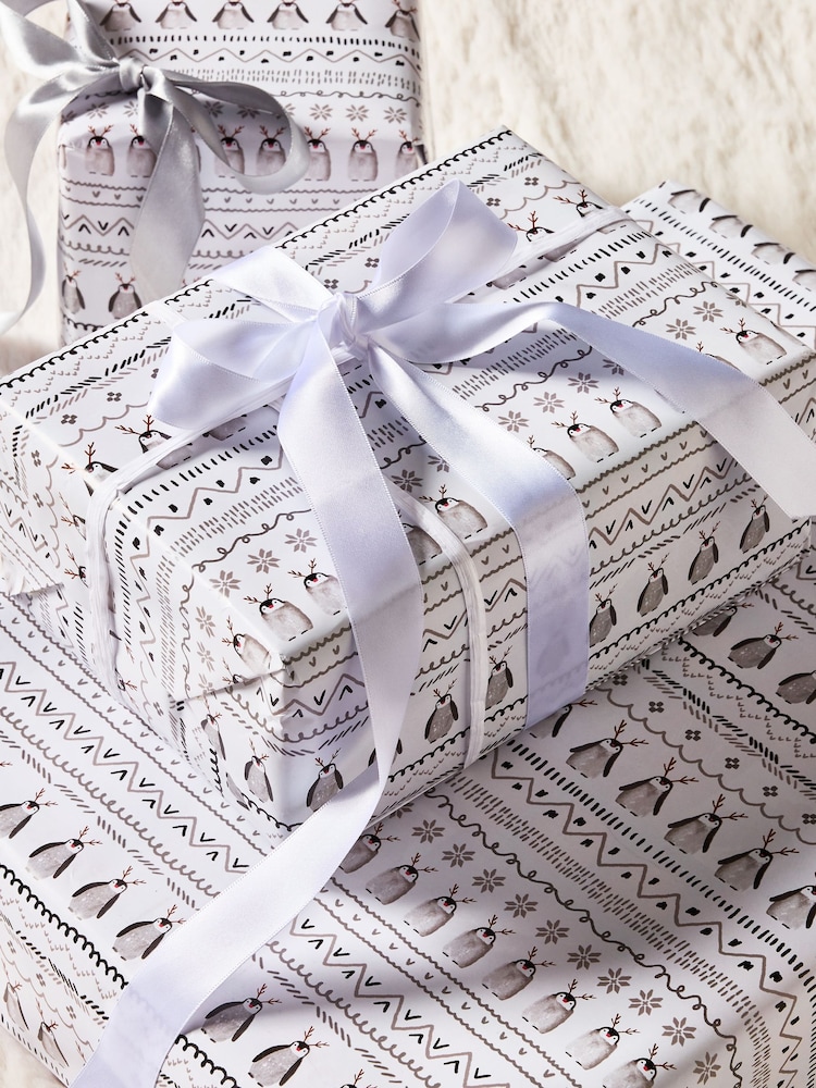 Fairsle Penguins Standard Width, 15m Christmas Wrapping Paper - Image 1 of 4