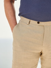 Neutral Slim Fit Signature Leomaster 100% Linen Suit: Trousers - Image 5 of 10