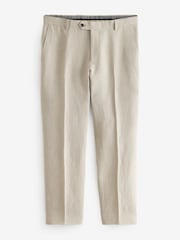 Neutral Slim Fit Signature Leomaster 100% Linen Suit: Trousers - Image 6 of 10