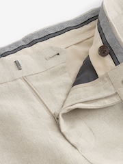 Neutral Slim Fit Signature Leomaster 100% Linen Suit: Trousers - Image 8 of 10