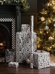 Monochrome Humbugs Standard Width, 15m Christmas Wrapping Paper - Image 2 of 3
