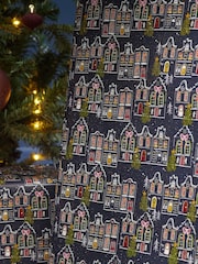 Navy Houses Standard Width, 15m Christmas Wrapping Paper - Image 2 of 4